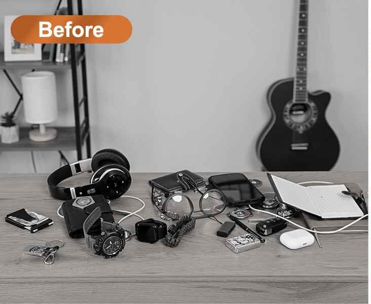 قبل: مكتب مزدحم وفوضوي